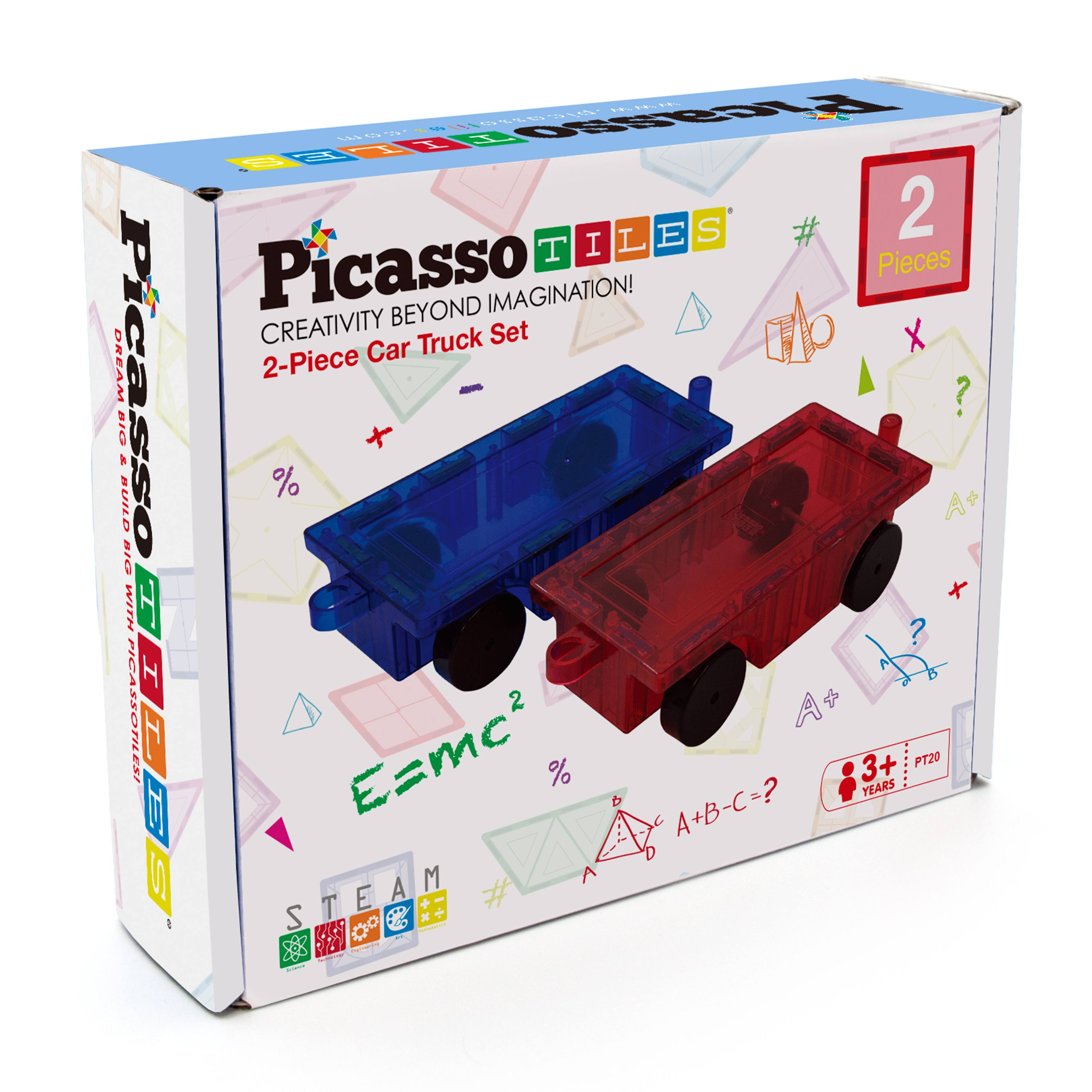 Picasso Tiles | Creativity Beyond Imagination! | 2-Piece Car Truck Set | 2 Pieces | 3+ Years | STEAM | A + B - C = ? | E = mc² |