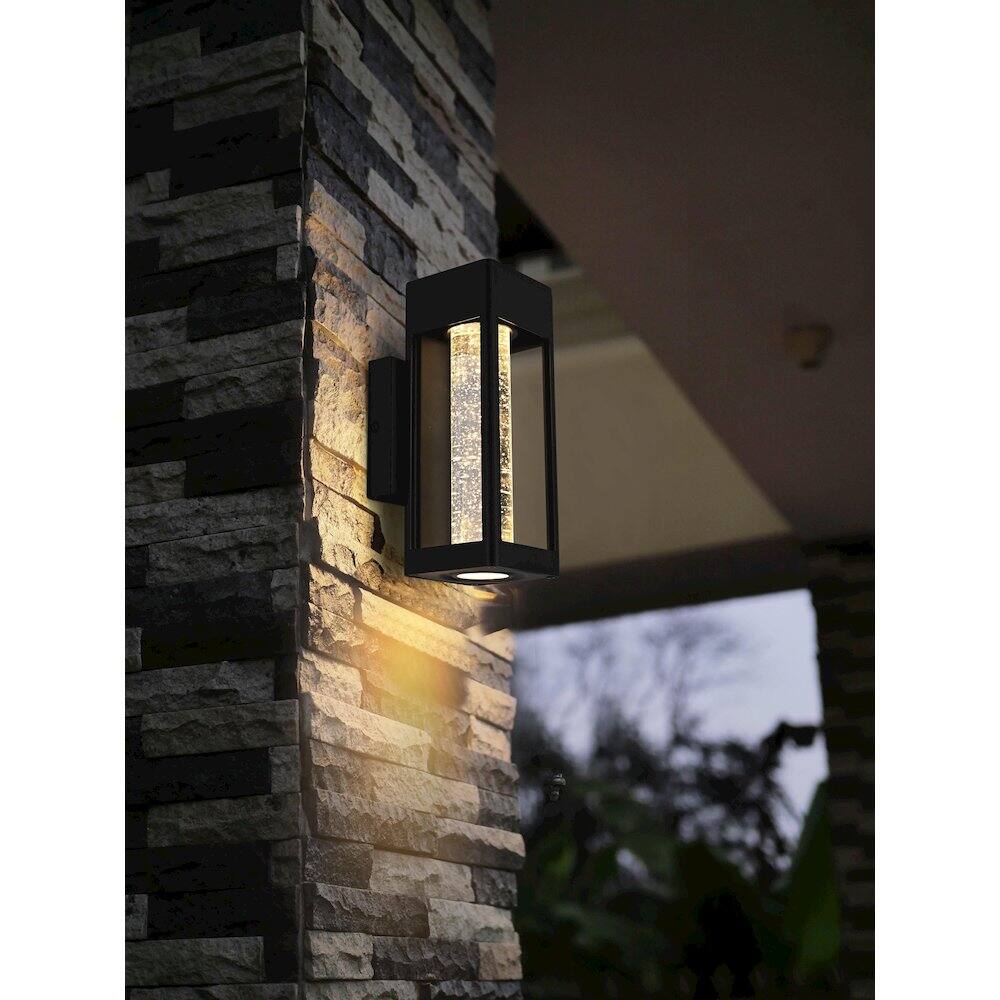 Alt View 4. Elegant Lighting - Amaris 10 inch LED Outdoor Wall sconce in Black - Black And Clear.