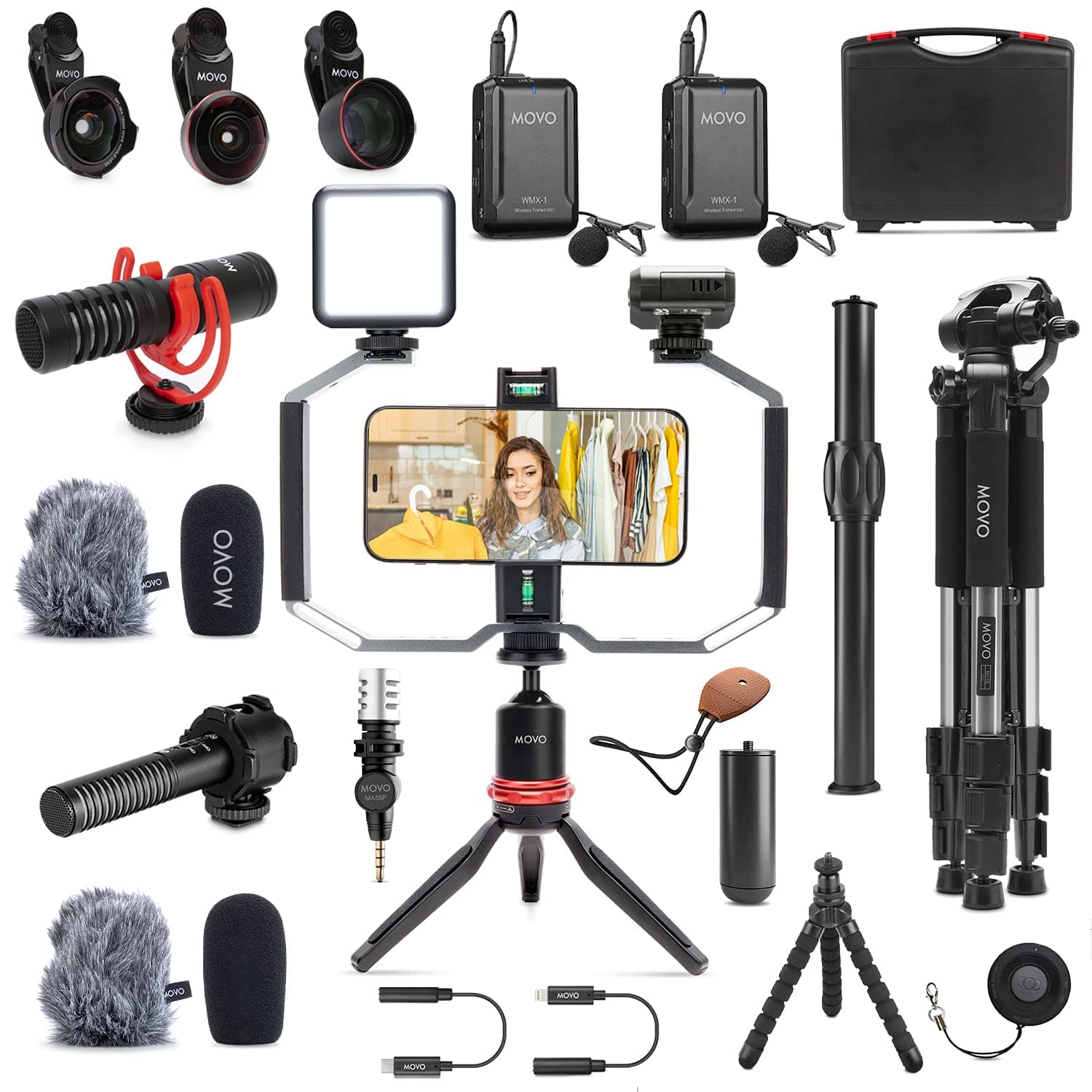 MOVO - iVlog5 Director�s Vlogging Kit with Various Microphones, Lights, and Accessories