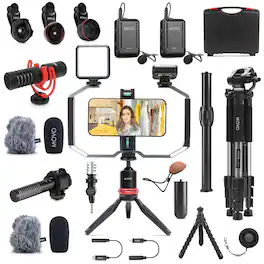 MOVO - iVlog5 Director�s Vlogging Kit with Various Microphones, Lights, and Accessories
