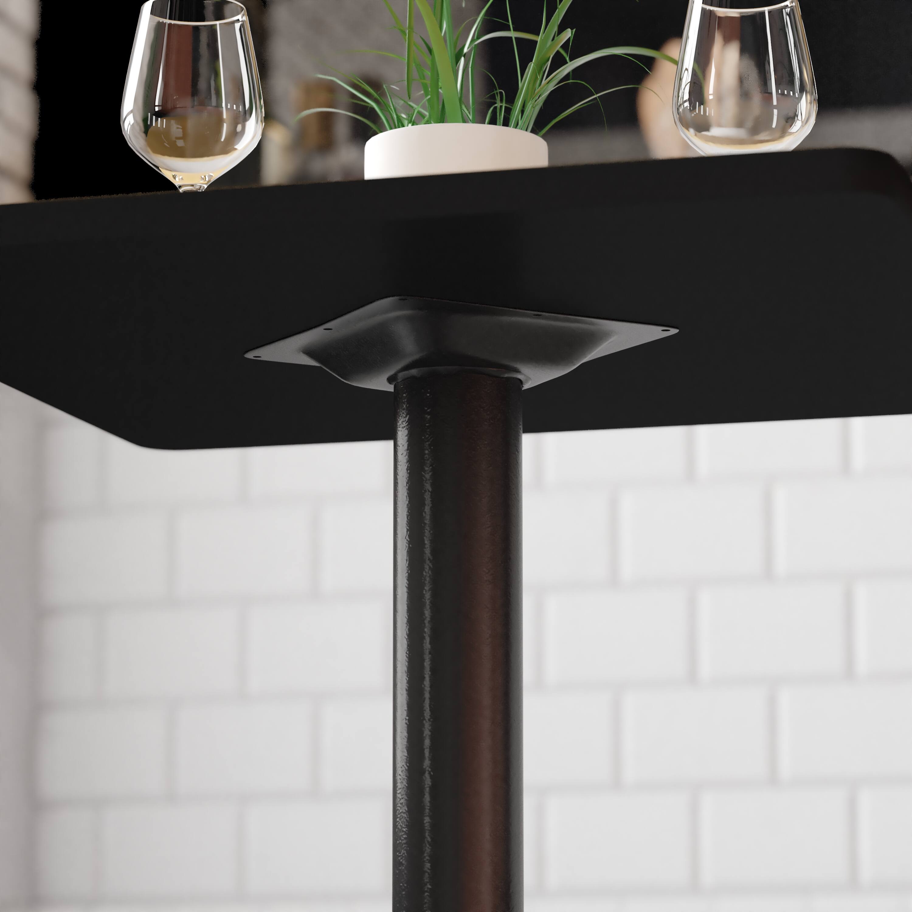 Alt View 4. Emma + Oliver - 22'' x 22'' Restaurant Table X-Base with 3'' Dia. Table Height Column - Black.