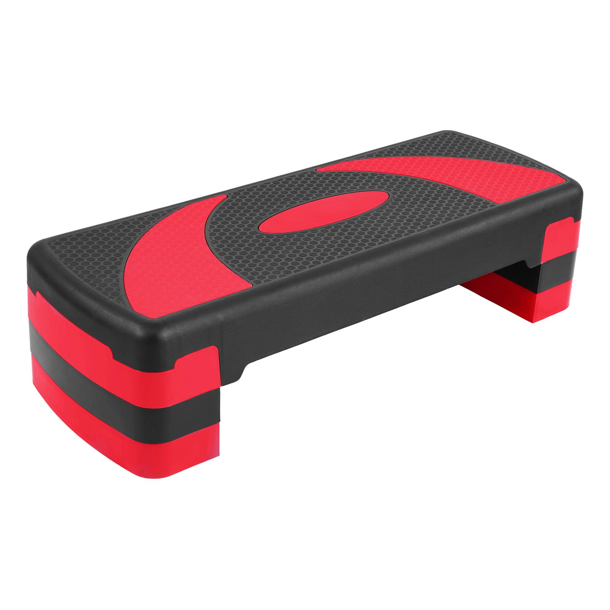 BalanceFrom Fitness - Adjustable Workout Aerobic Step Platform Trainer w/Raisers - Red