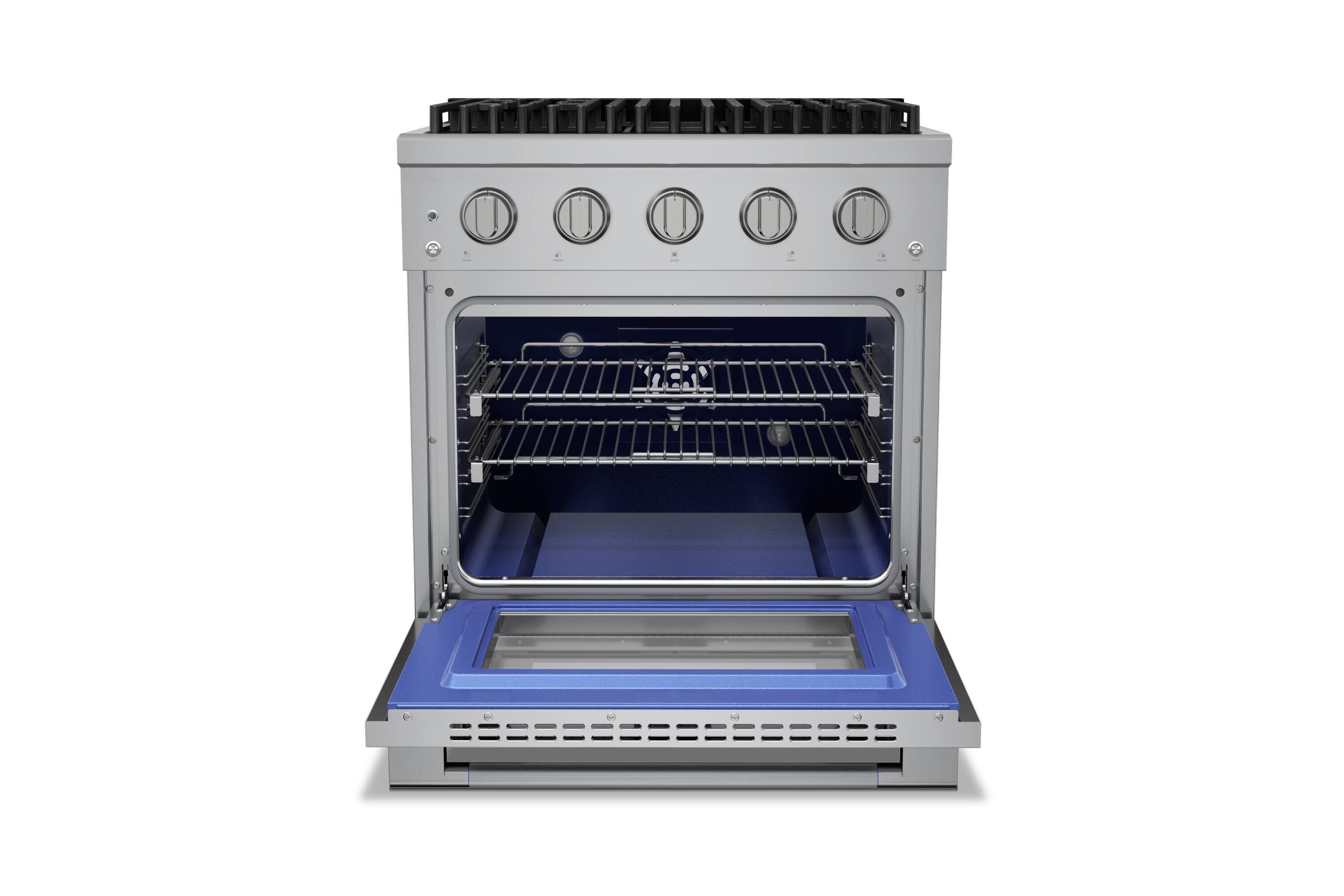 Alt View 5. Hauslane - HausPro 30 in. 4 Burners (20,000 BTU) Freestanding Dual Fuel Range - Stainless Steel.