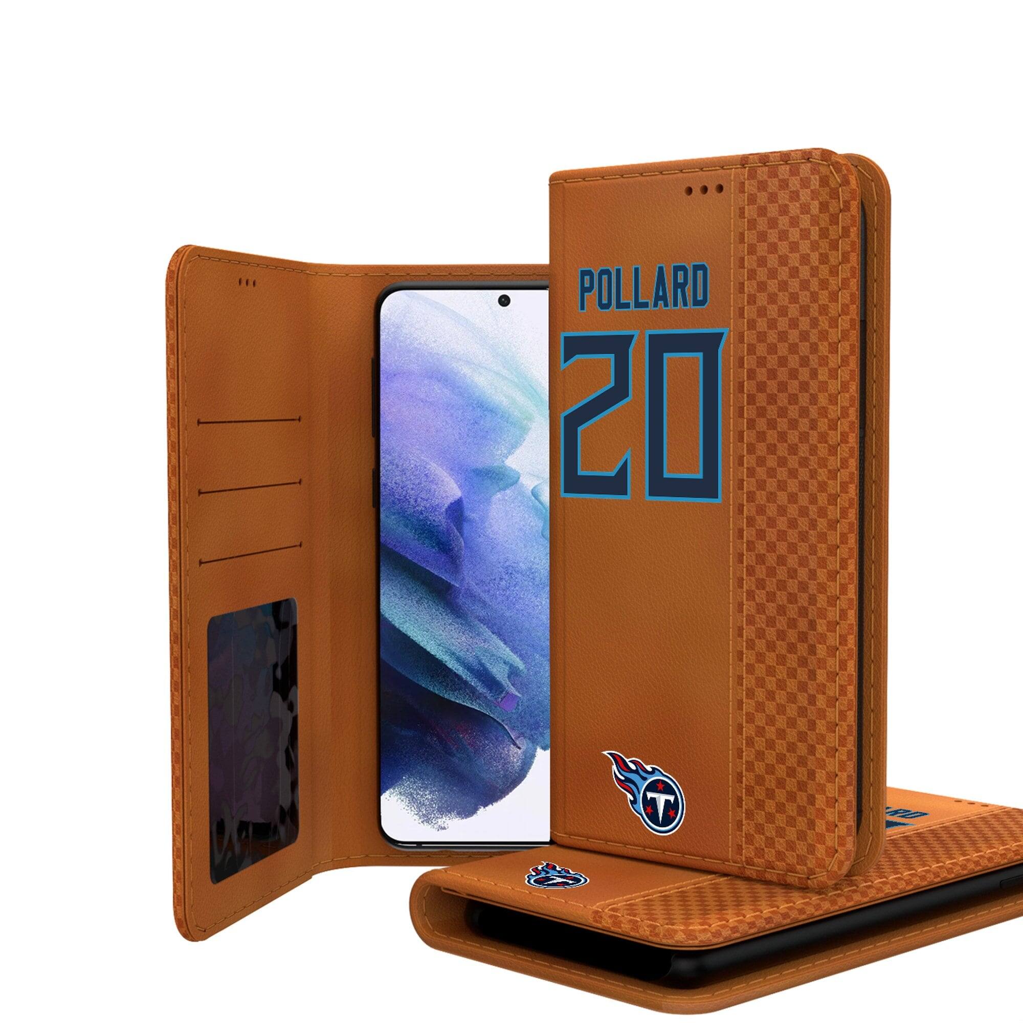 Front. Keyscaper - Tony Pollard Brown Tennessee Titans Galaxy Folio Case - S22 Ultra - Brown.