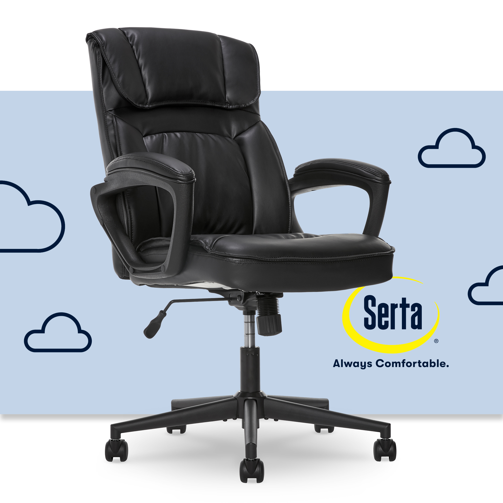 Serta Hannah Upholstered Executive Office Chair with Pillowed Headrest  Smooth Bonded Leather Black 43670FOSS - Best Buy