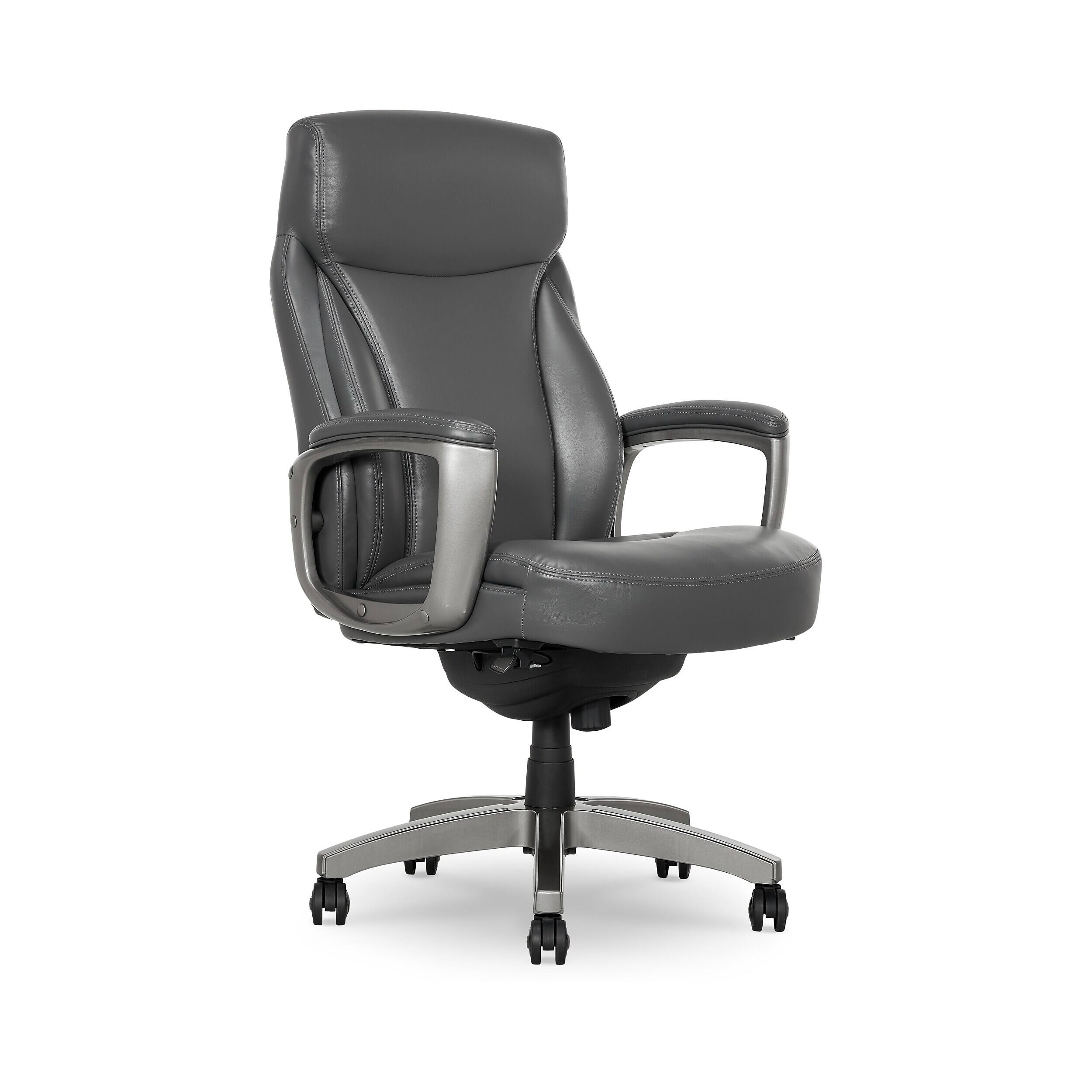 Front. La-Z-Boy - Arcadian Ergonomic Bonded Leather Swivel Executive Chair, Gray (51446) - Gray.