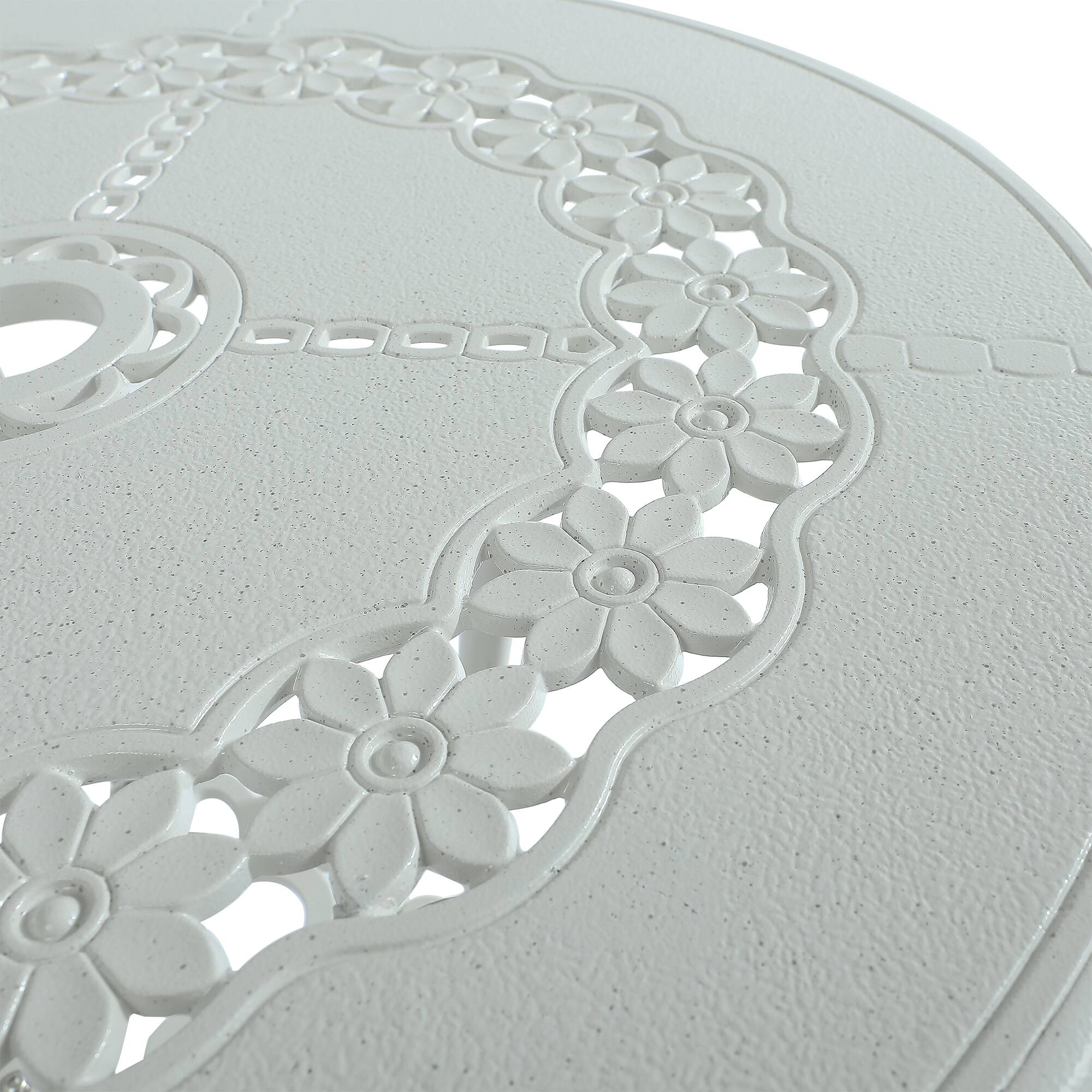 Alt View 2. Mondawe - Round Patio Table with Umbrella Hole - White.