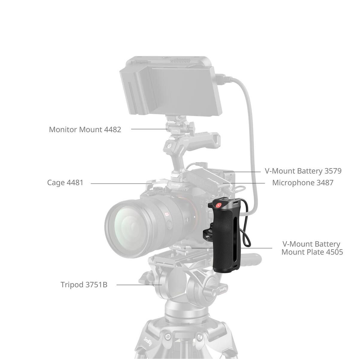 Monitor Mount 4482  
Cage 4481  
V-Mount Battery 3579  
Microphone 3487  
V-Mount Battery Mount Plate 4505  
Tripod 3751B