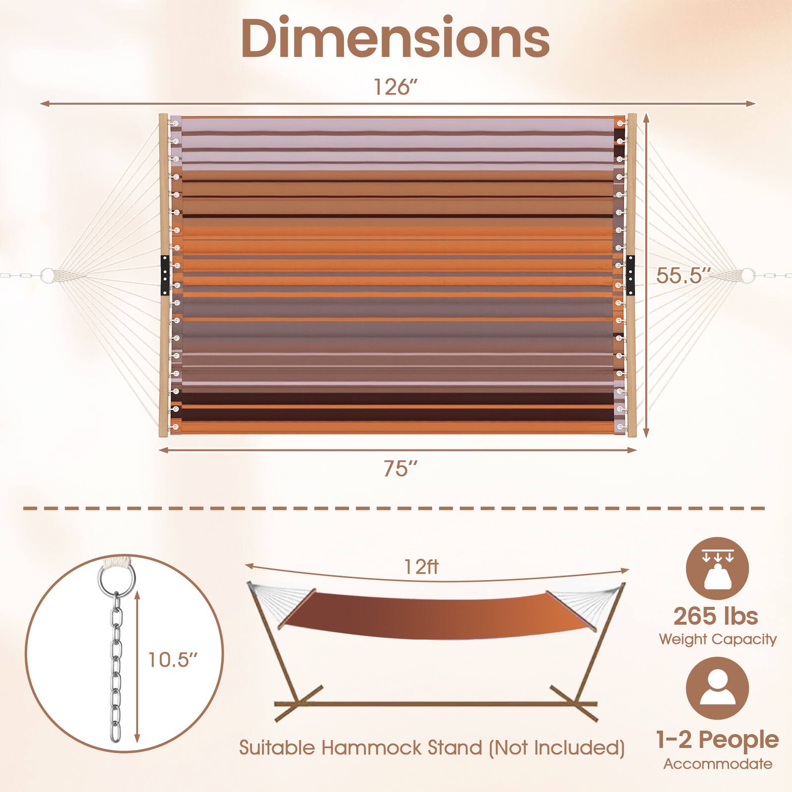 Alt View 2. Gymax - Gymax Patio Hammock Foldable Portable Swing Chair Bed Detachable Pillow Blue & Green - Brown.