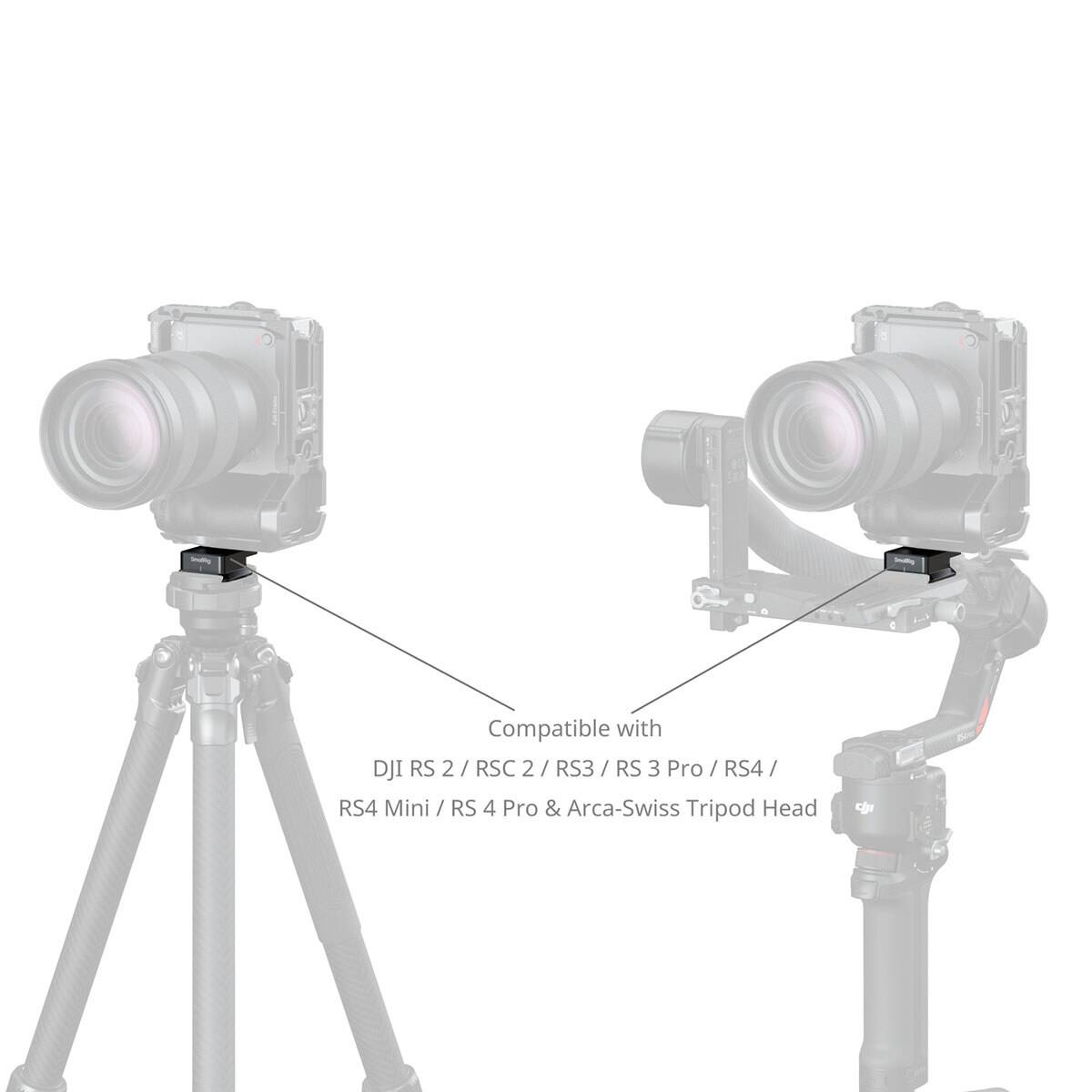 Compatible with DJI RS 2 / RSC 2 / RS3 / RS 3 Pro / RS4 / RS4 Mini / RS 4 Pro & Arca-Swiss Tripod Head