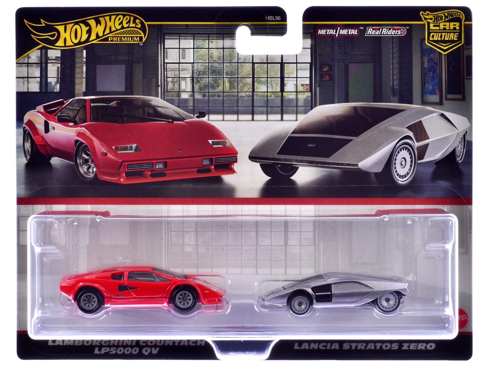 Hot Wheels - Lamborghini Countach LP5000 QV Red and Lancia Stratos Zero Gray Metallic "Car Culture" Set of 2 Cars - Red , Gray Metallic
