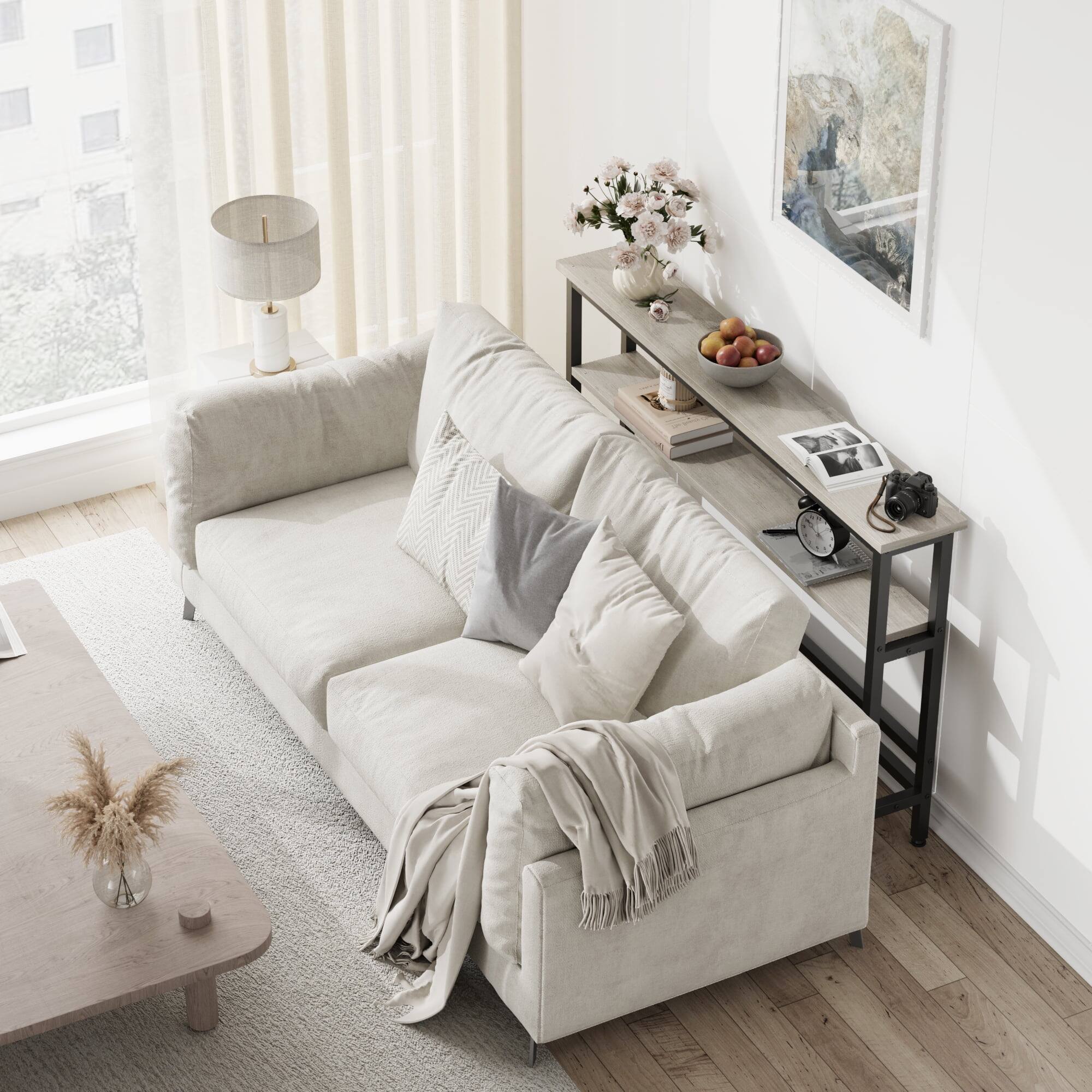 Alt View 5. Homhougo - Narrow Console Table - 39.4-Inch Sofa Table with Adjustable Shelf, Grey Finish - Gray.