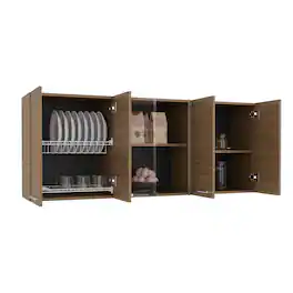 TuHome - Superior 150 Wall Cabinet Six Door With Glass, Four Interior Shelves, Two Double Door, Fresno Europe - Beige