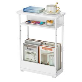 PO3TICJUNKI3 - Narrow Side Table 3-tier Slim End With Storage Shelf Modern Sofa Thin For And Spaces Skinny Bedside Nightst - White