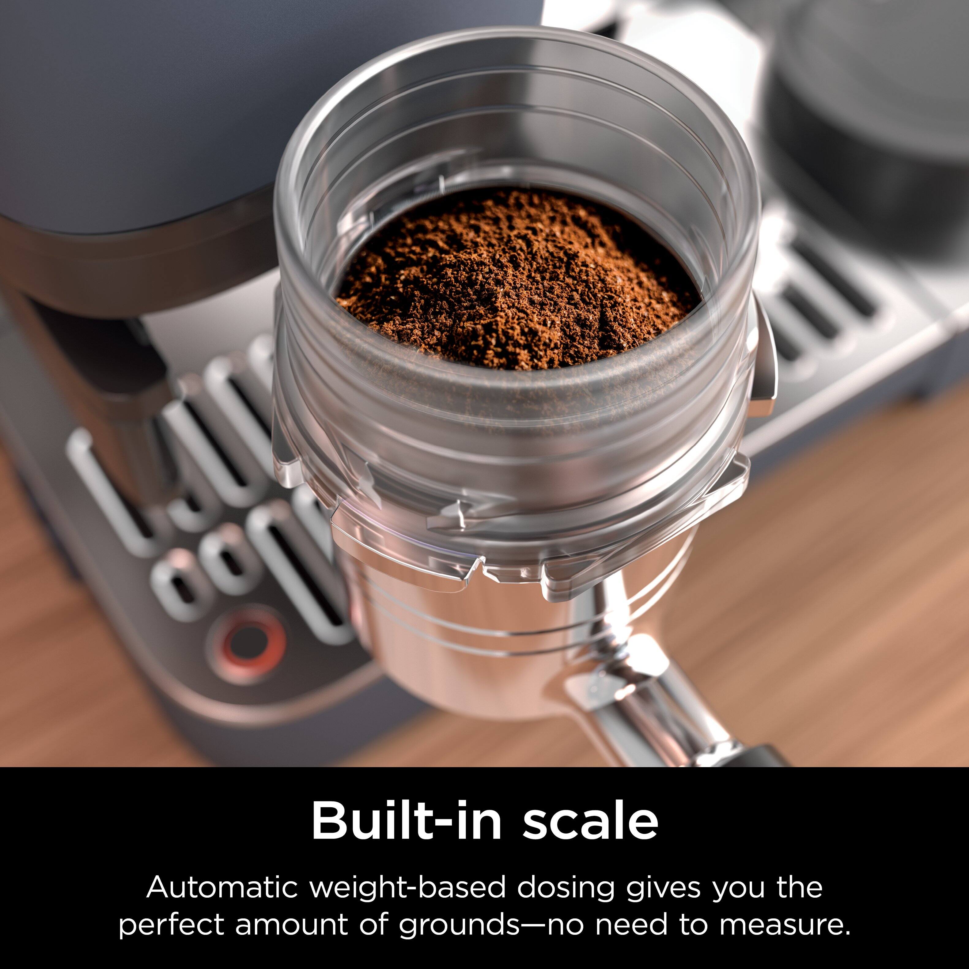 LUM 1 Built-in scale Automatic weight-based dosing gives you the perfect amount of grounds — no need to measure.
