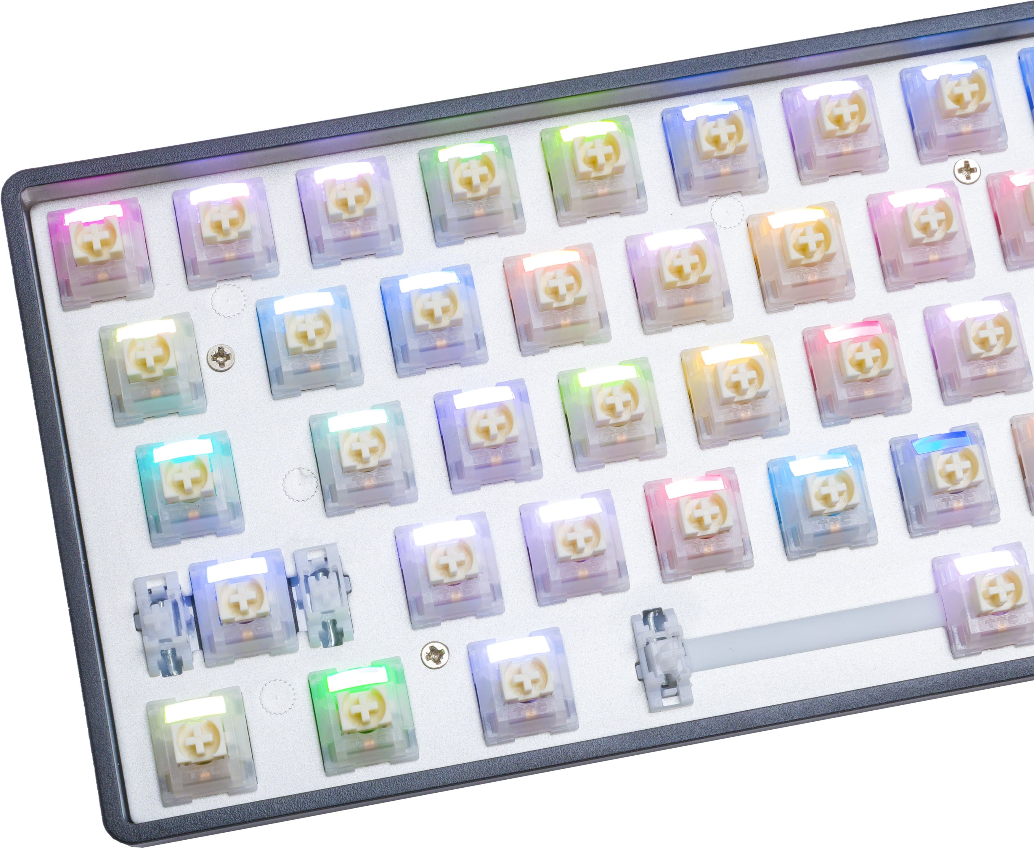 Alt View 5. Higround - Basecamp 65+ 65% Wired Mechanical Lubed TTC Milky Switch Gaming Keyboard with RGB Backlighting - BlackIce.