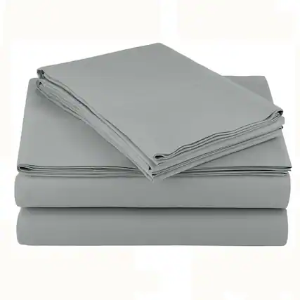 Front. Kitcheniva - 4 Piece Bed Sheet Set Microfiber Comfort Ultra Soft Deep Pocket Sheets Light Gray California King - Light Gray.