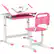 Front. Qaba - Kids Desk and Chairs Set, Height Adjustable, Children School Study Desk, Tilt Desktop, Storage Drawer, Pen Slot - Pink.