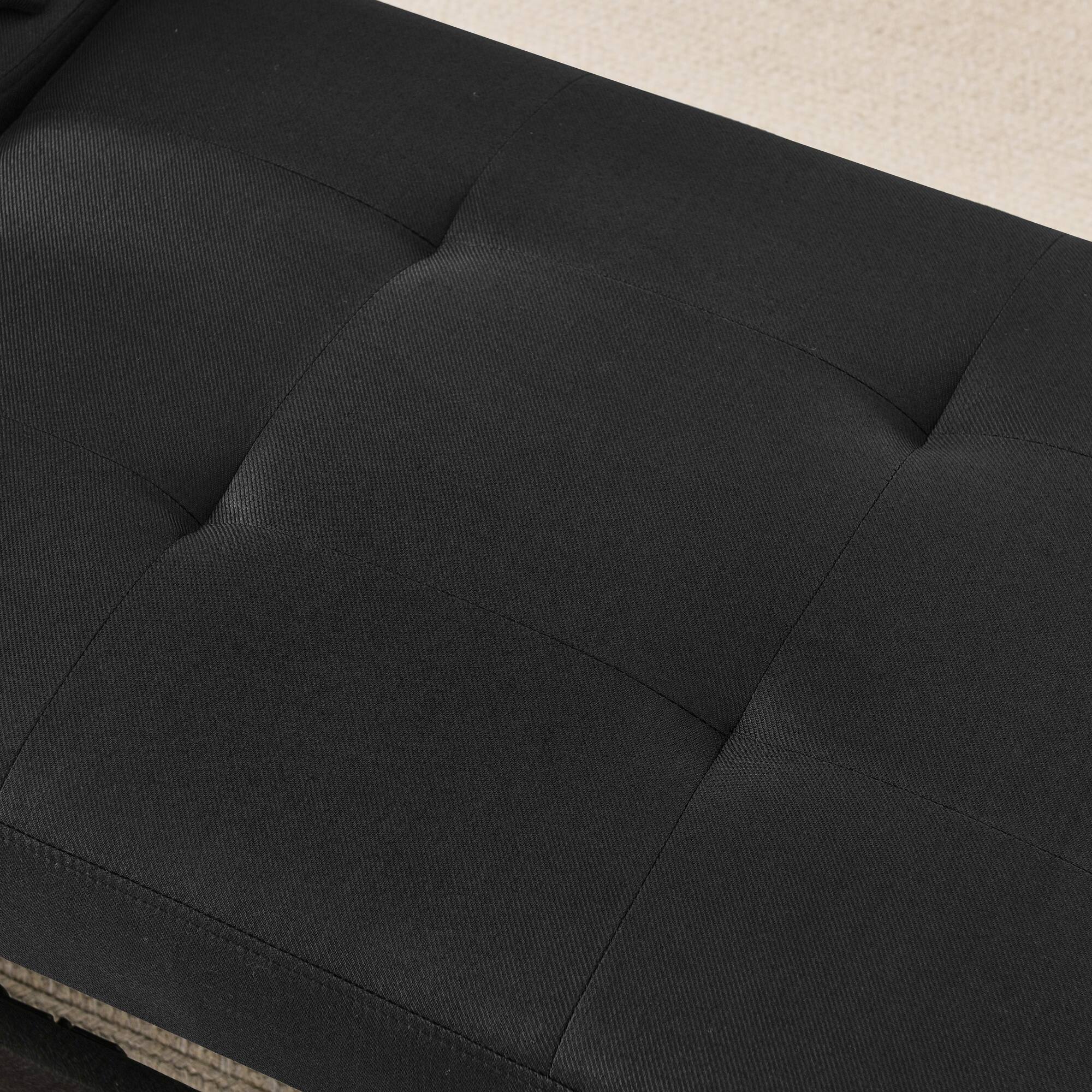 Alt View 2. APRILSOUL - Convertible Sleeper Sofa Chair Adjustable Backrest Recliner Pullout Wheels Modern Linen Fabric Living Room - Black.