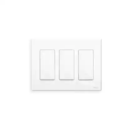 Front. Schertz - Smart WiFi Light Switch 3-Gang, 2.4GHz, Neutral Wire, White, Alexa/Google - White.