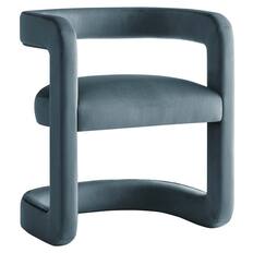 Front. Modway - Winslow Barrel Performance Velvet Dining Chair by Modway - Blue.