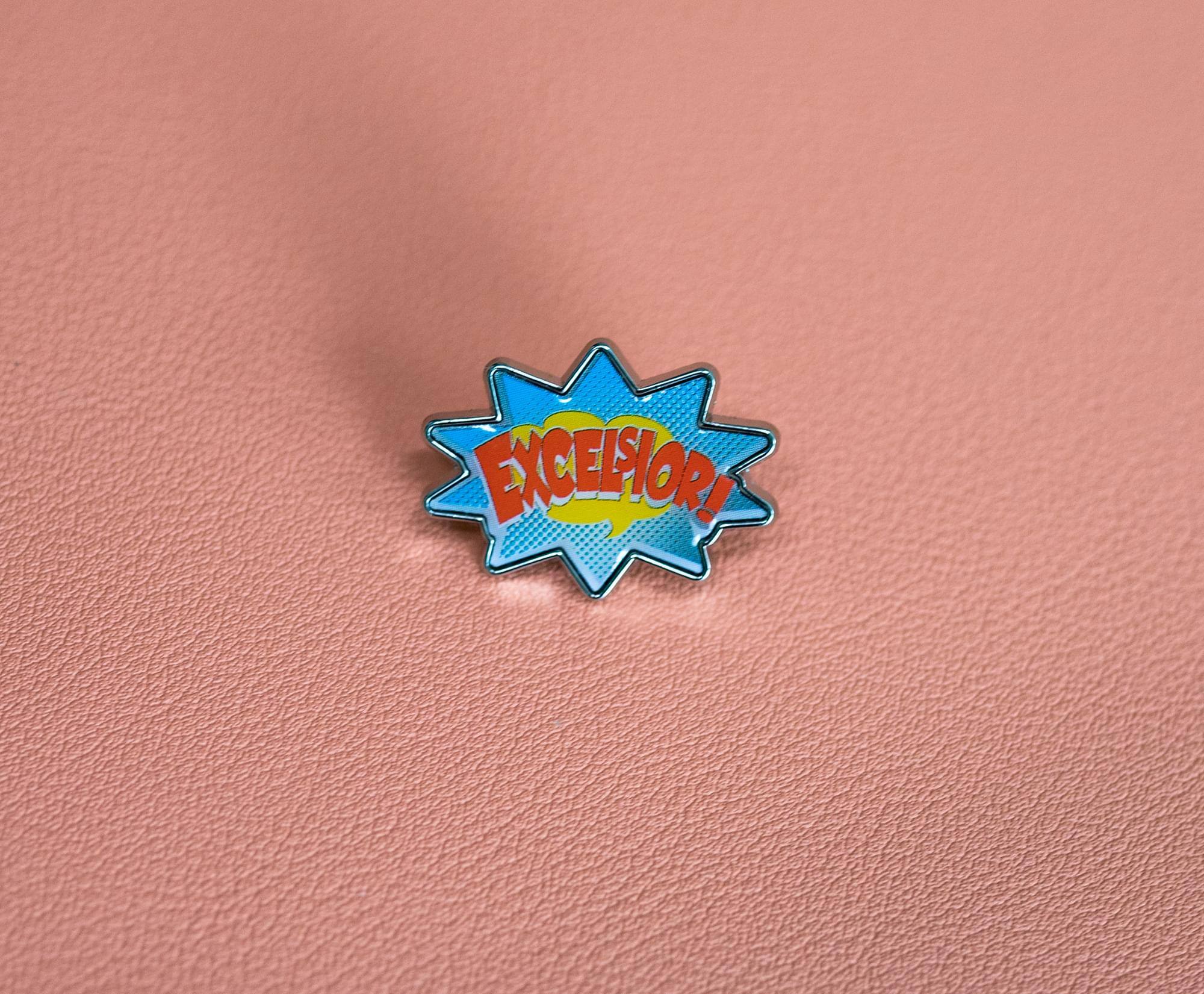 Alt View 4. Marvel - Stan Lee Excelsior Enamel Collector Pin - Blue.