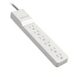Belkin - BE106000-04 720 J 6 AC Outlets 4 ft. Cord Home/Office Surge Protector - White