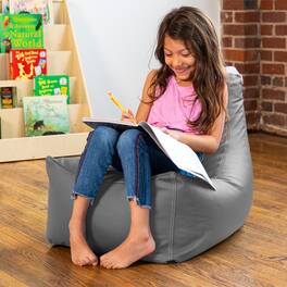 Jaxx - Pezzi Jr Kids Classroom Bean Bag Chair, Premium Vinyl - Charcoal