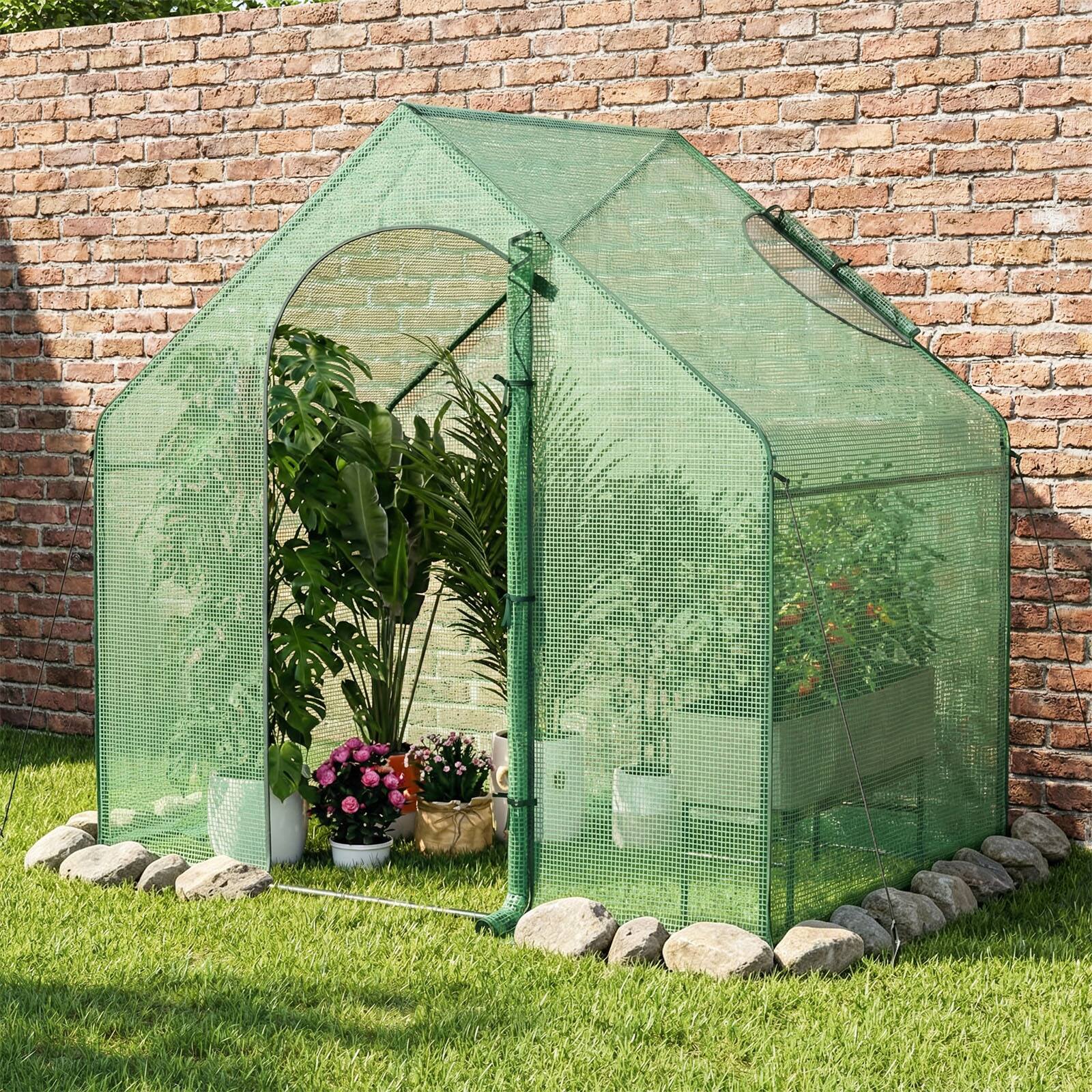 Alt View 1. Costway - 6 x 3 x 5.5FT Mini Walk-in Greenhouse with PE Cover Rustproof PE-Coated Metal Frame - Green.