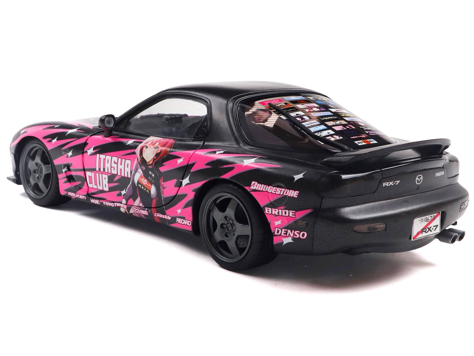 RI - ITASHA OR M CLUB  
X7A FALKEN MOK TOYO TODES BCO GReds RECARO BRIDGESTONE BRIDE DENSO RTD  
RX-7 - Y #678 RX-7