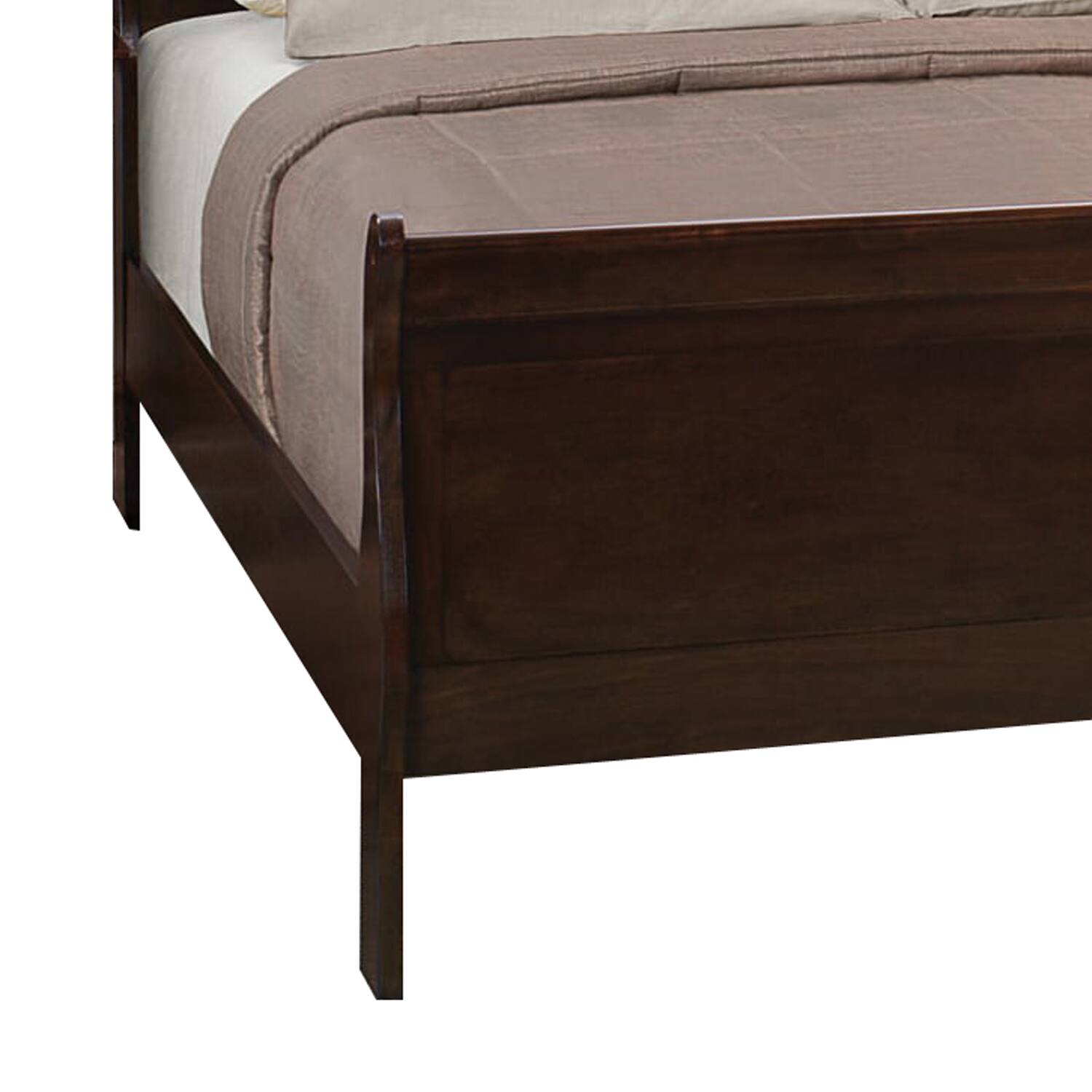Alt View 2. Manhattan Lane - Traditional Style Wooden Full Size Bed with Curved Headboard - Brown.
