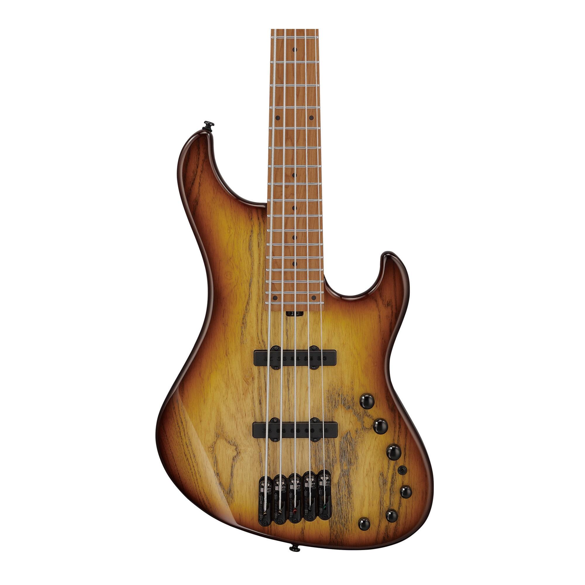 Left. Ibanez - Ibanez MDM1305NAB MDM 5str Electric Bass w/Bag - Natural Stained Amber Burst.