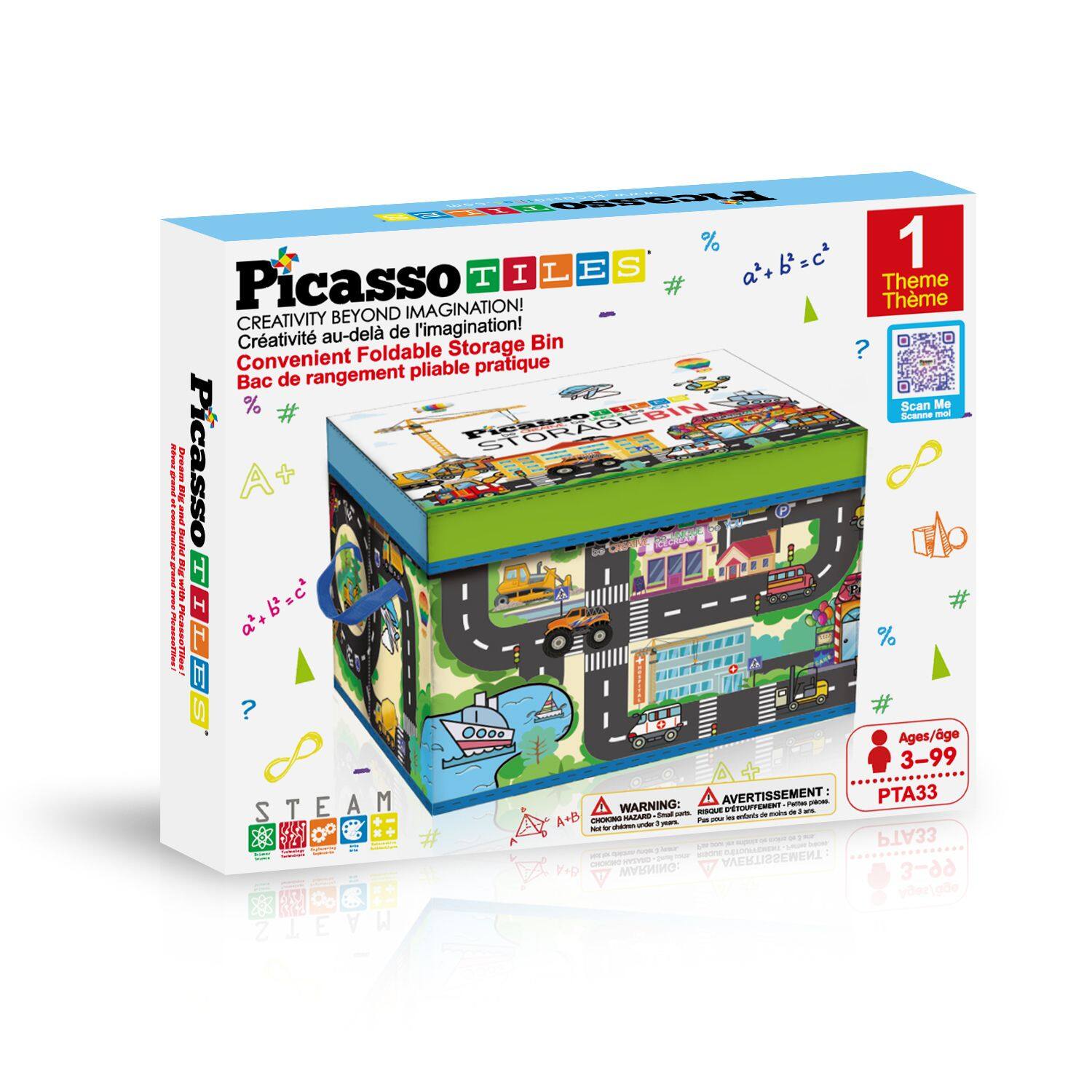 Picasso TILES

Creativity Beyond Imagination!
Creativité au-delà de l'imagination!
Convenient Foldable Storage Bin
Bac de rangement pliable pratique

1 Theme
Scan Me

STEAM

Ages/ge 3-99
WARNING:
AVERTISSEMENT:
PTA33

STEAM