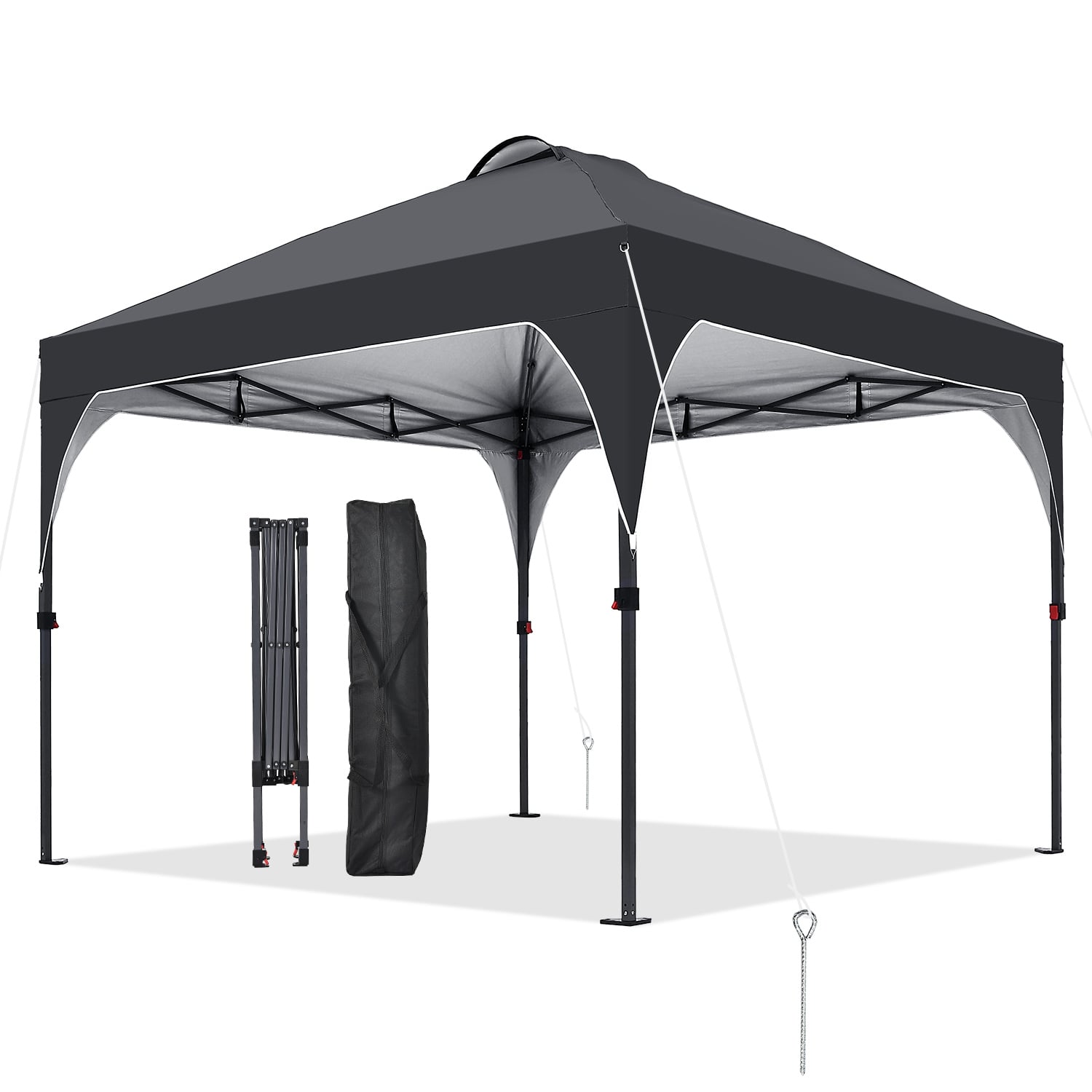 Ainfox - 10x10 Pop Up Canopy Tent,Instant Outdoor Gazebo with Carrying Bag,Easy Up Canopy for Events,Parties,Camping - Black