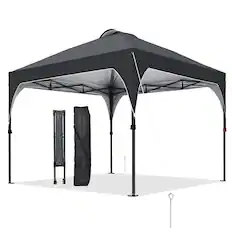 Front. Ainfox - Ainfox 10x10 Pop Up Canopy Tent,Outdoor Gazebo with Carrying Bag,Easy Up Canopy for Events,Parties,Camping - Black.