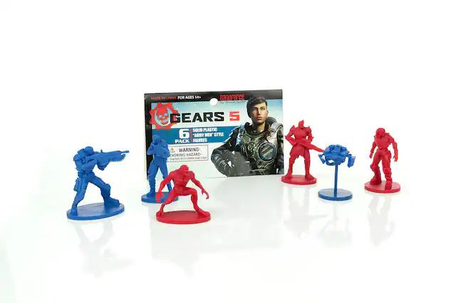 MADE IN CHINA FOR AGES 14+
nanoforce by emce boys
GEARS 5
6 SOLID PLASTIC "ARMY MEN" STYLE PACK FIGURES
WARNING: CHOKING HAZARD - Small Parts. Not for Children Under 3 Years