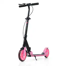 Costway - Kick Scooter for Kids Teens Adults Age 8+, Foldable Scooter with Light-up Wheels - Pink