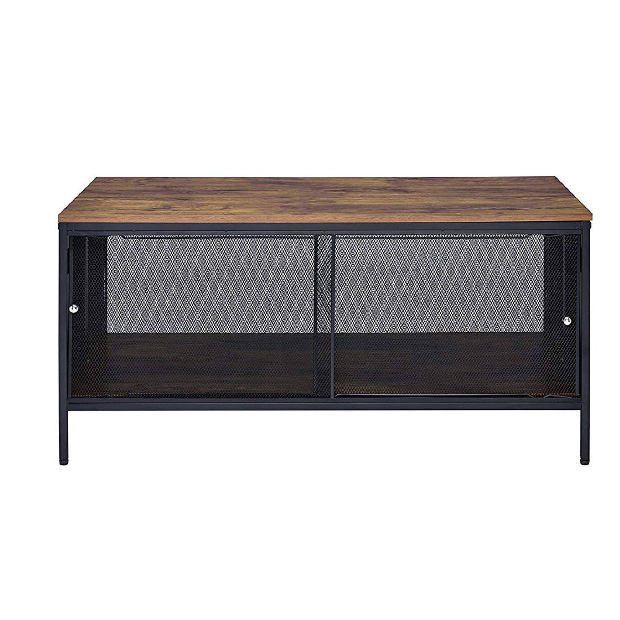 Alt View 1. Manhattan Lane - Metal Coffee Table with 1 Bottom Shelf and Mesh Design - Brown and Gray.
