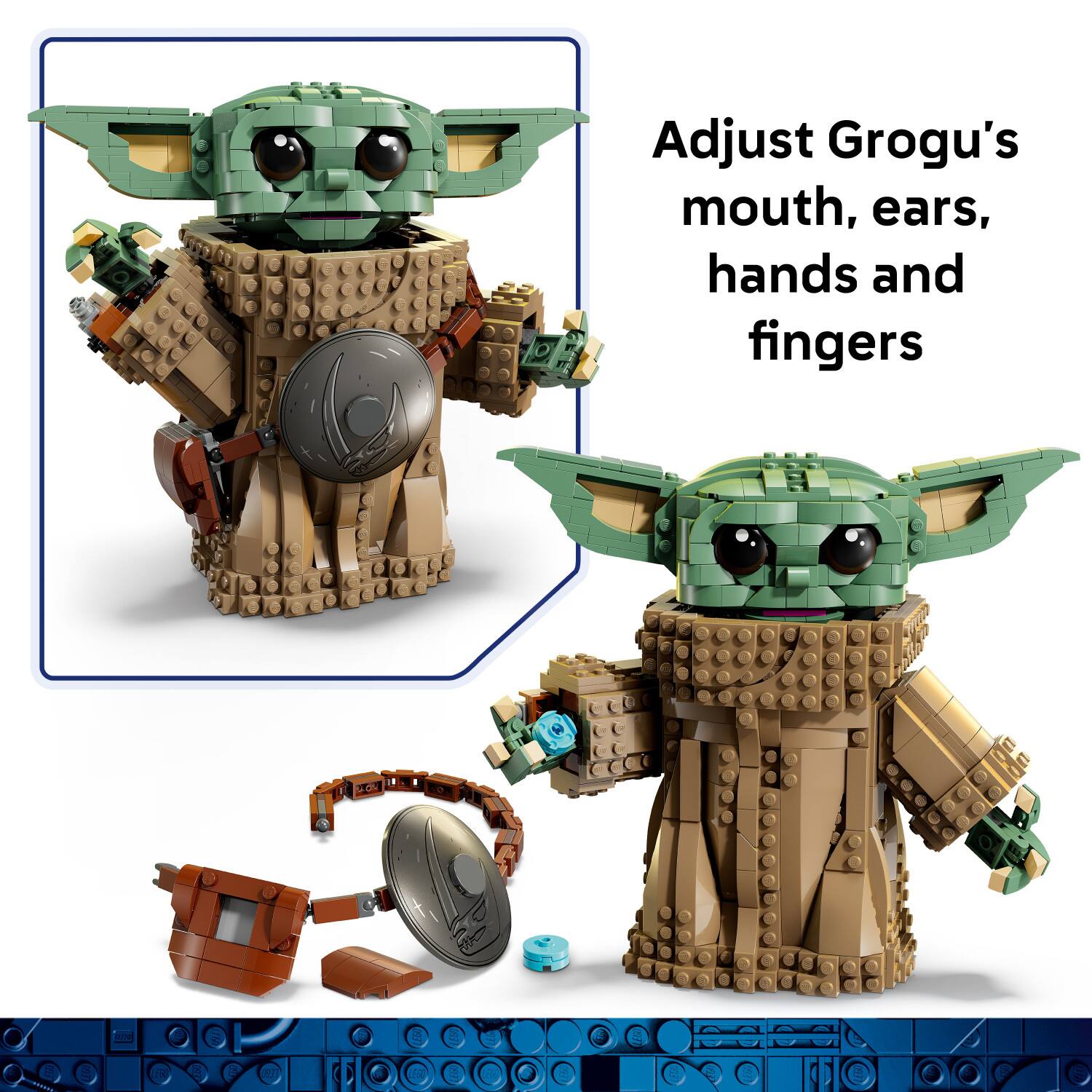 Adjust Grogu's mouth, ears, hands and fingers