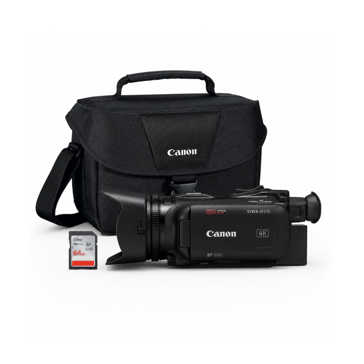 Canon - Vixia HF G70 UHD 4K Camcorder Bundle with Camera Gadget Bag and 64GB Card