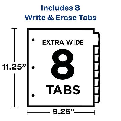 Includes 8 Write & Erase Tabs  
EXTRA WIDE  
8 TABS  
11.25"  
9.25"