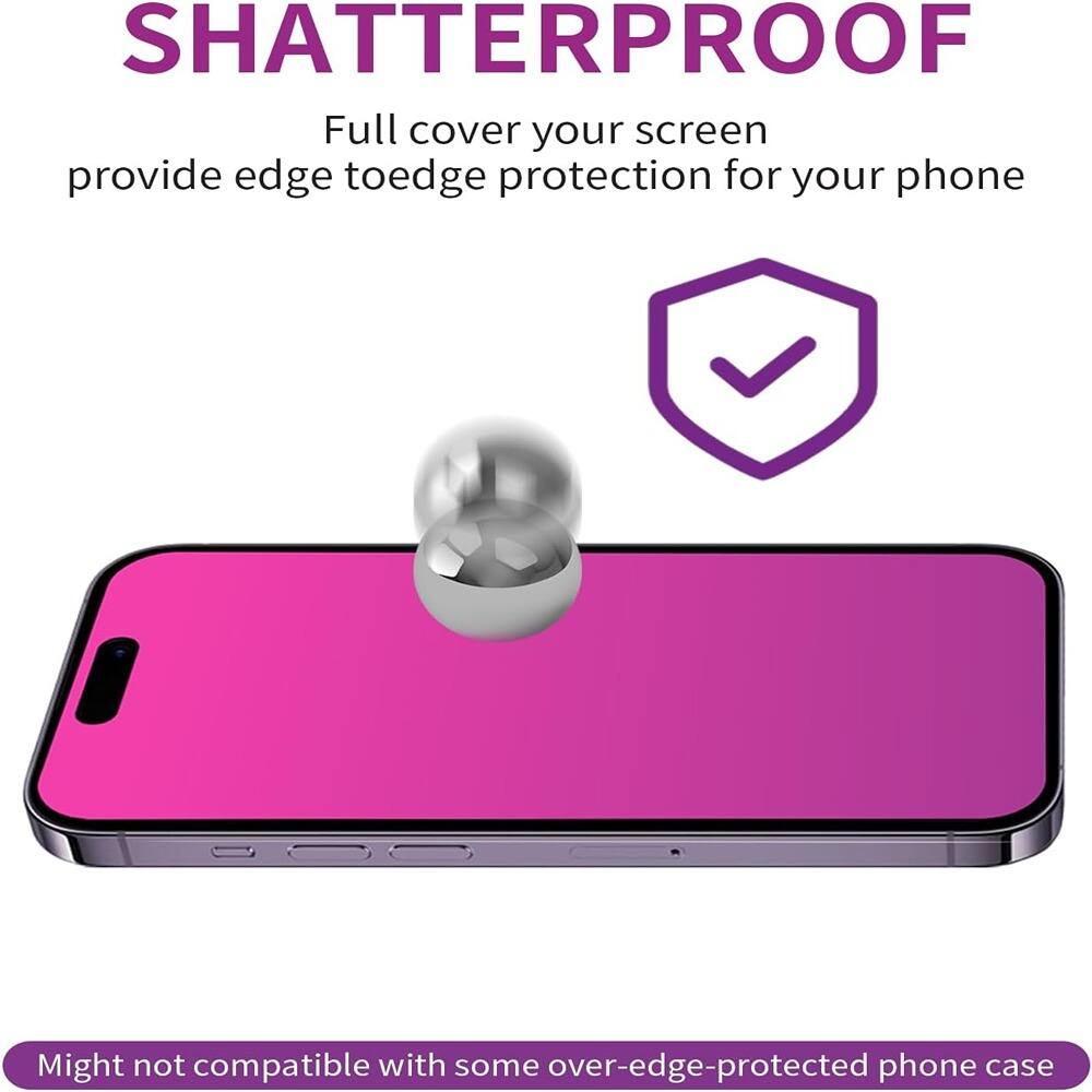 SHATTERPROOF  
Full cover your screen  
provide edge to edge protection for your phone  

Might not compatible with some over-edge-protected phone case