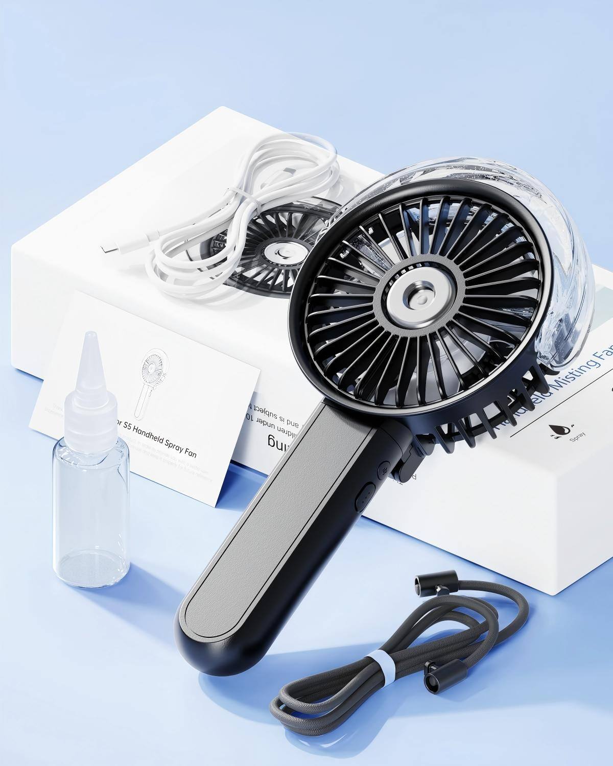 1 S 55 Handheld Spray Fan 4 01 islqns R2 spun pu Adren ing Fa Misting I Sugney