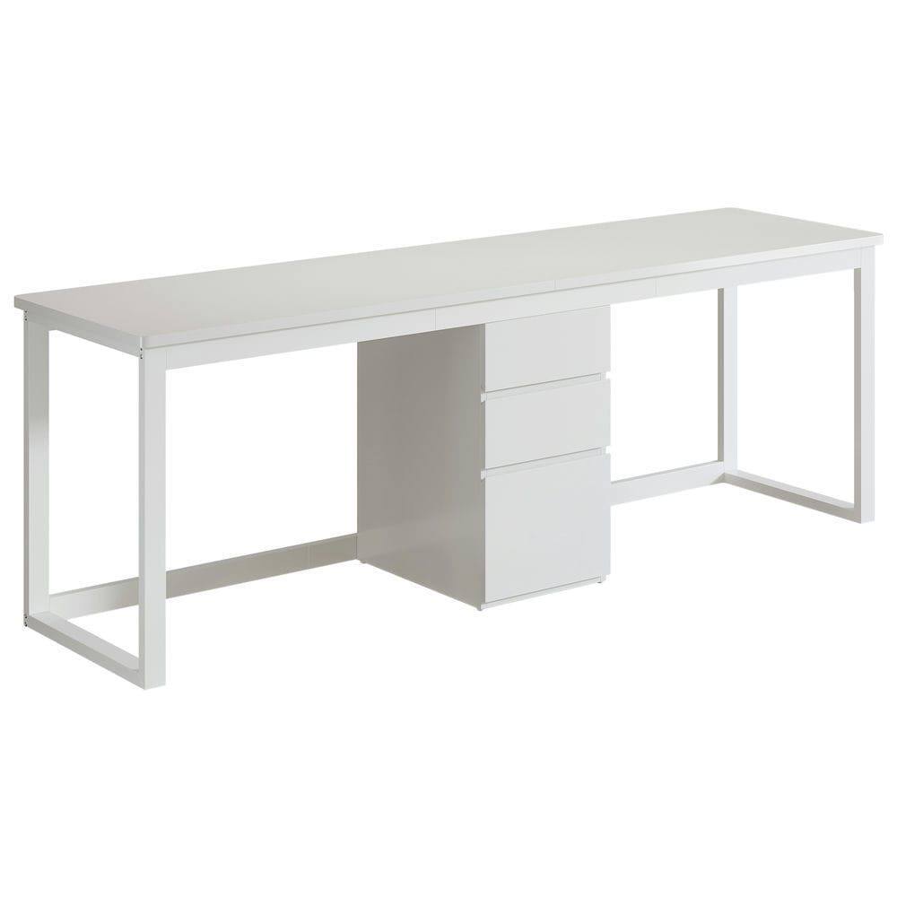 Alt View 1. Kadyn - 78.7-Inch Double Office Desk for 2 People with 3 Drawers, White - White.