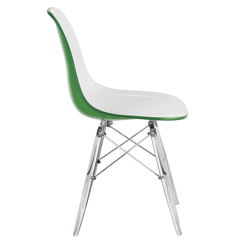 Alt View 5. LeisureMod - Dover Modern Acrylic Accent Side Chair with Eifel Design Legs for Dining Room, Kitchen and Home Office - White Green.