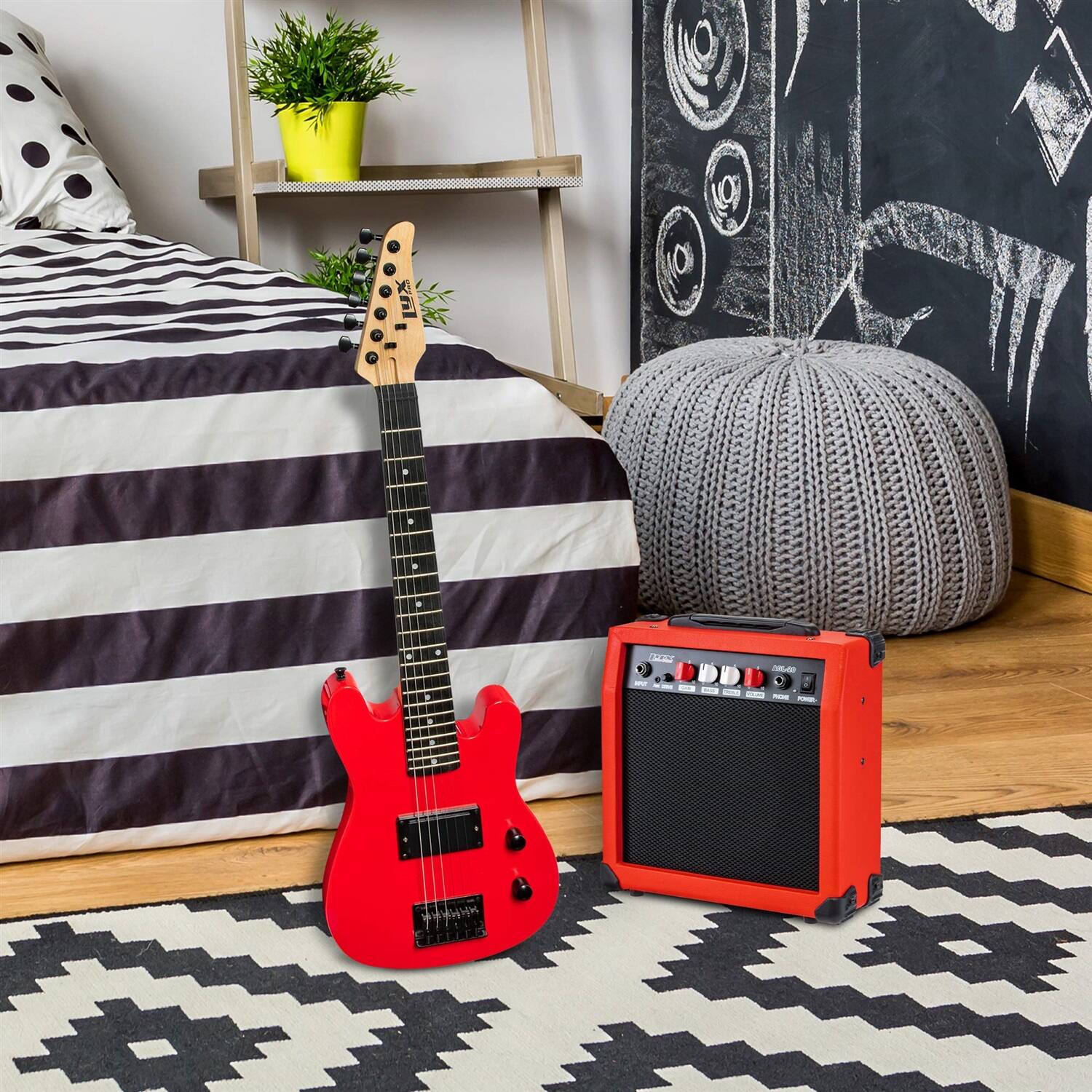 Alt View 6. Lyxpro - Electric Guitar Kit, 30” Electric Guitar with Amp & Electric Guitar Accessories - Red.