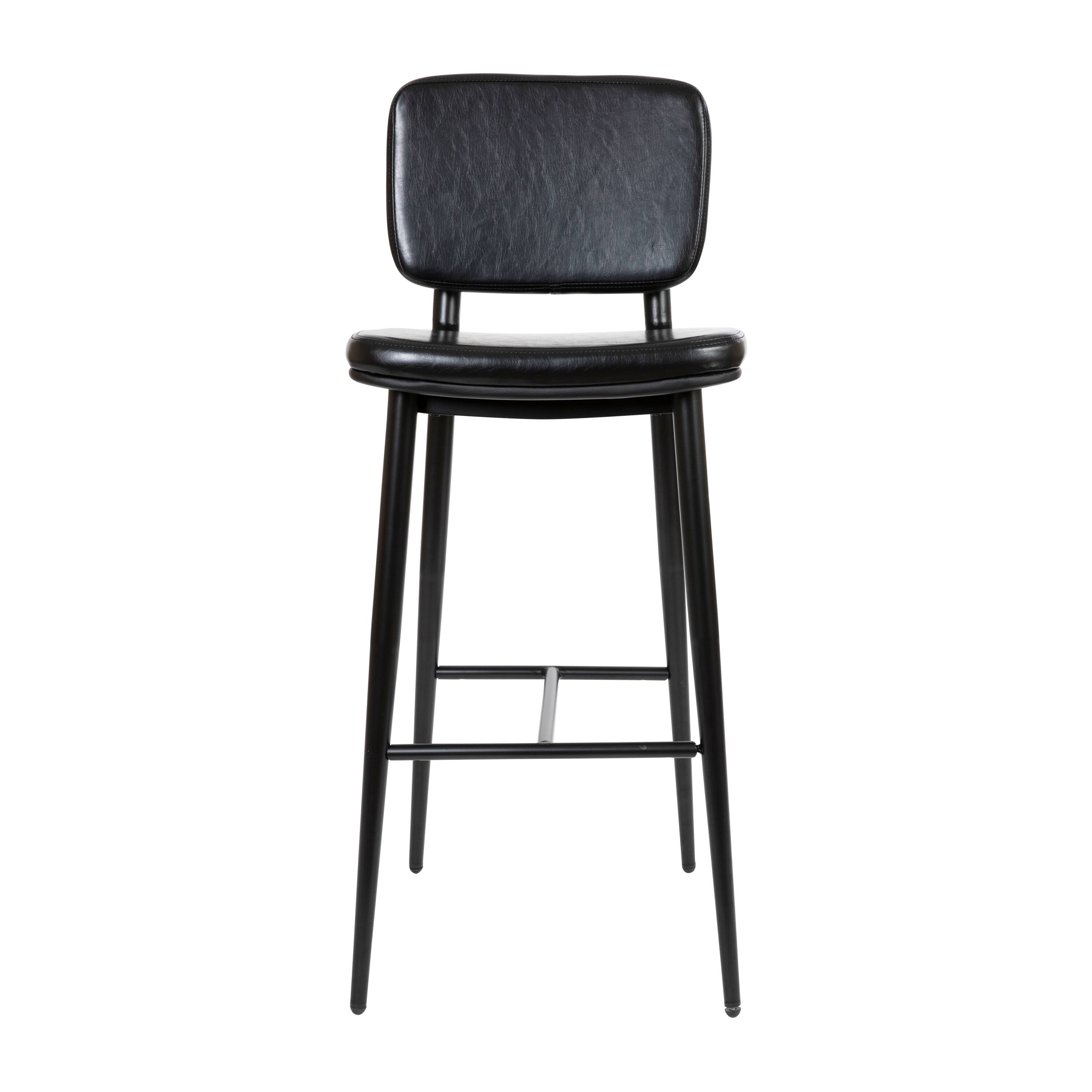 Alt View 9. Emma + Oliver - Set of 2 LeatherSoft Barstools with Iron Frame-Integrated Footrest - Black.