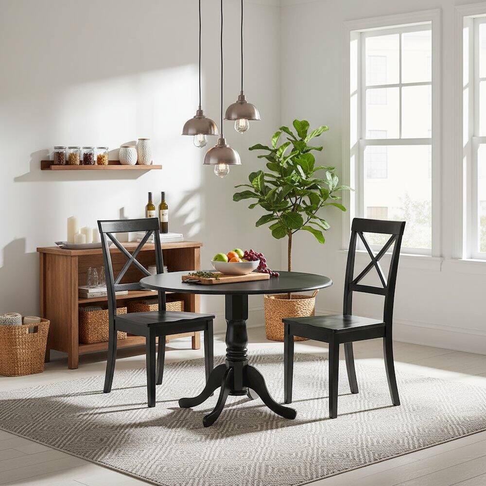 Alt View 3. FurniFact - 3-Piece Dining Set - Brown.