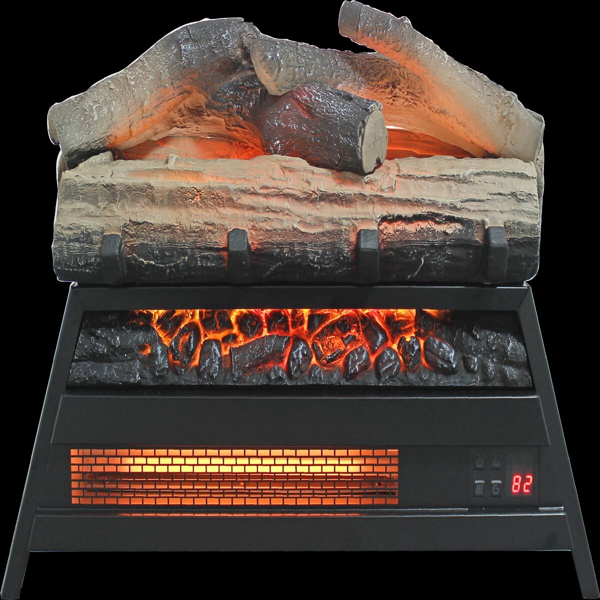 Alt View 3. Loheer - Loheer 21 inch electric fireplace insert 3d log set Antique Black - Antique Black.