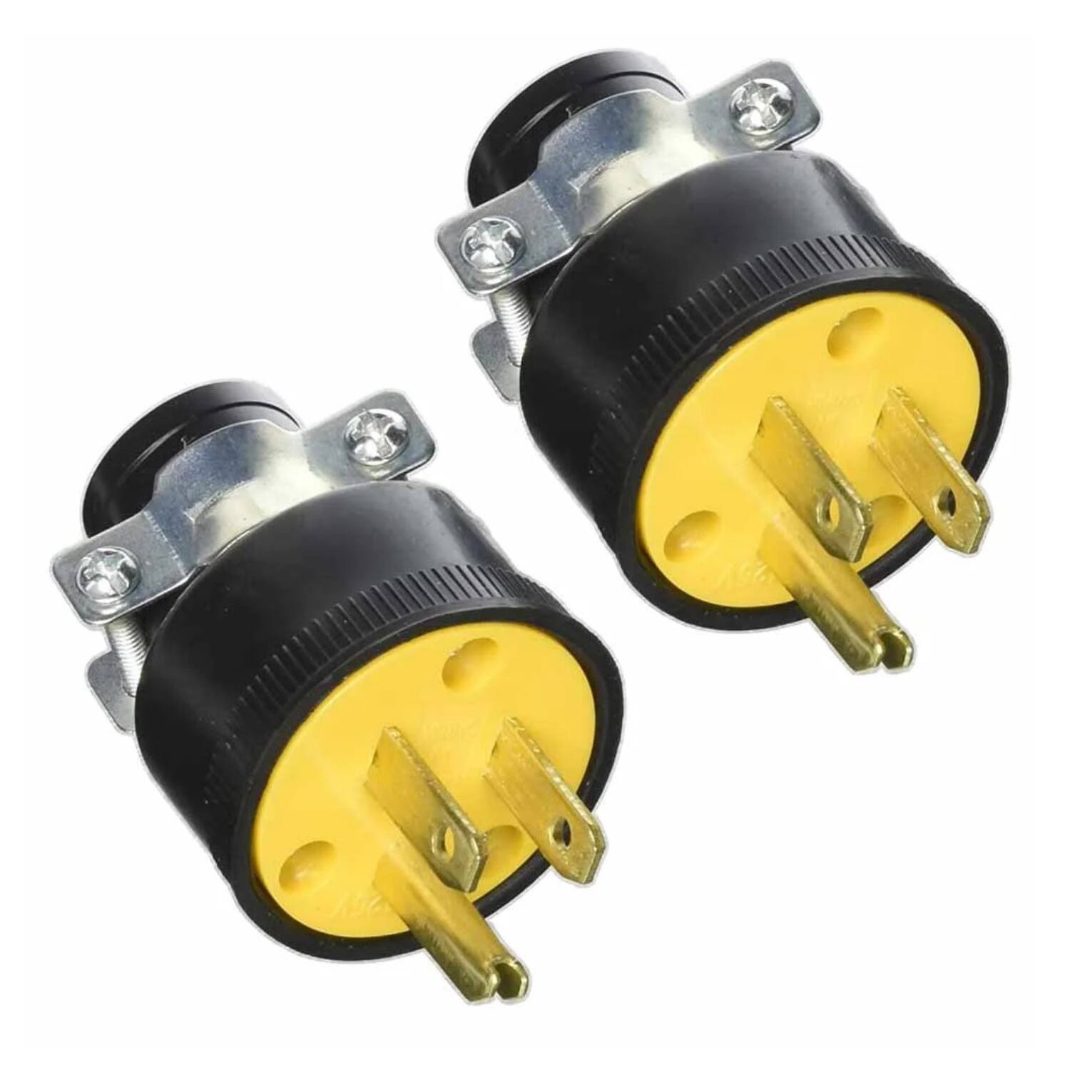 Left. Home Collection - 4 Pack Heavy Duty 3-Prong Male Electrical Plug - Black.